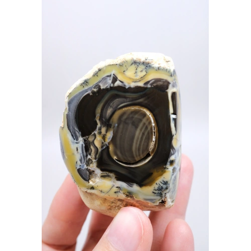 Çok Renkli Merlinit Serbest Form - Sarı, Mavi ve Siyah Dendritik Opal