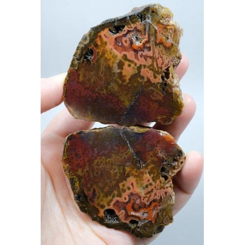 Vibrant Terracotta Red, Mustard Yellow, and Crimson Banded Agate, 233g