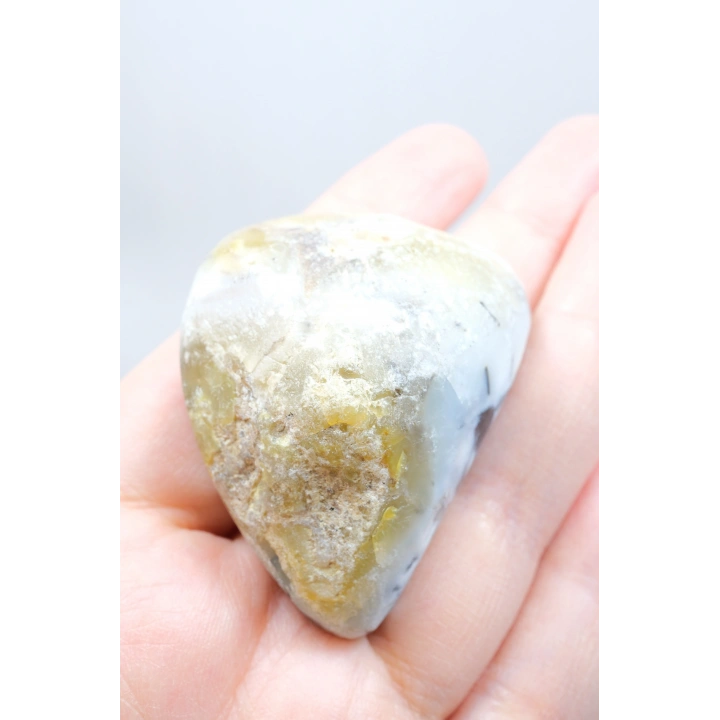 Alkimik Mavi ve Altın Birleşimi: Cilalı Merlinit (Dendritik Opal) Numunesi