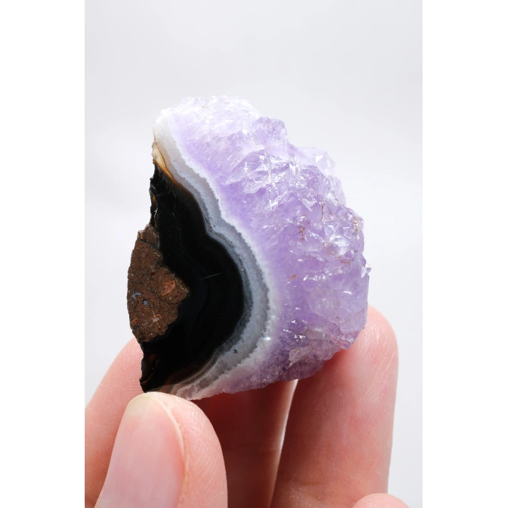 Ametist Agat Serbest Form, Lavanta Drus Kristal Taç, Jet Siyah & Beyaz Kale Bandı, 20g