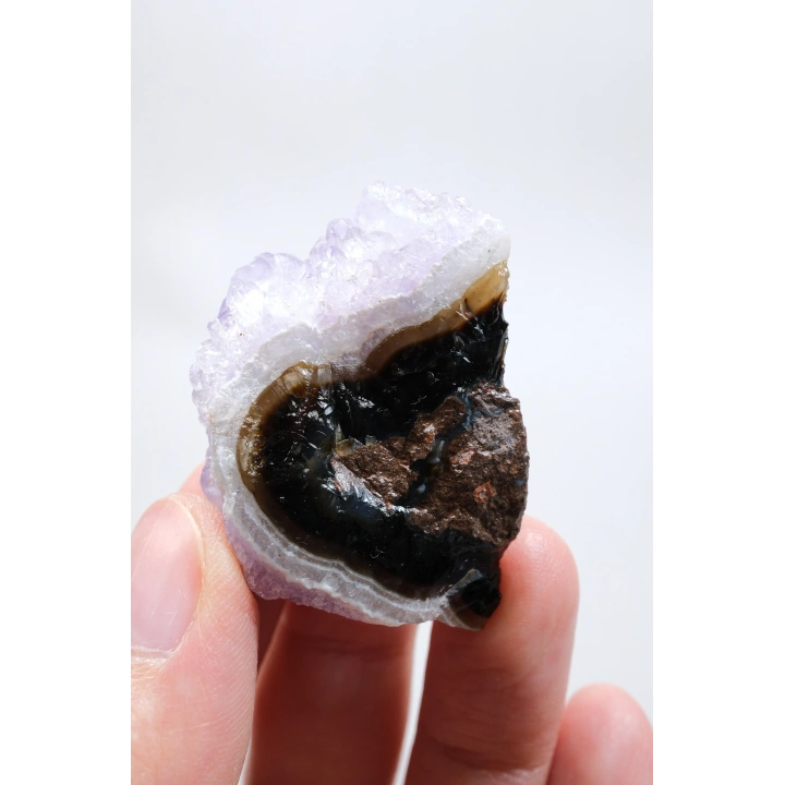 Ametist Agat Serbest Form, Lavanta Drus Kristal Taç, Jet Siyah & Beyaz Kale Bandı, 20g