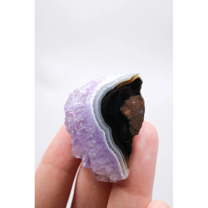 Ametist Agat Serbest Form, Lavanta Drus Kristal Taç, Jet Siyah & Beyaz Kale Bandı, 20g