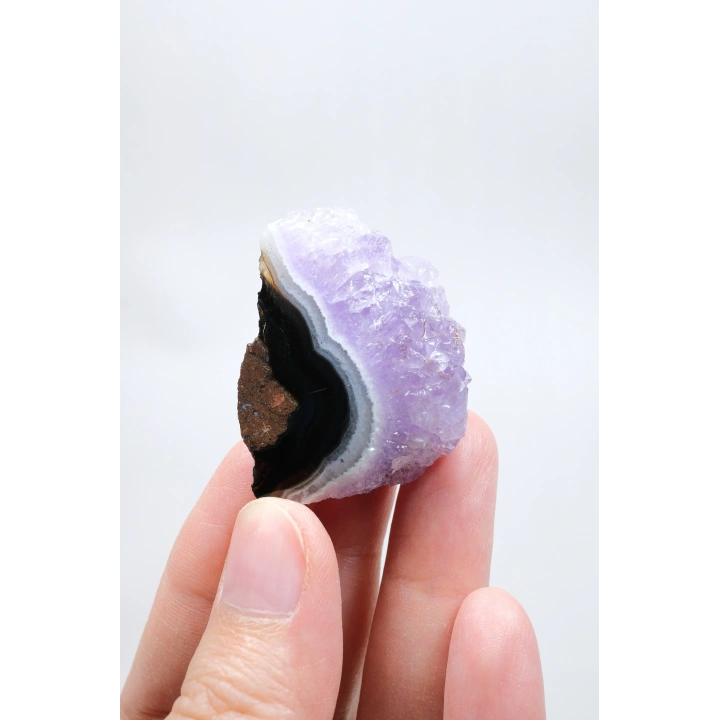 Ametist Agat Serbest Form, Lavanta Drus Kristal Taç, Jet Siyah & Beyaz Kale Bandı, 20g