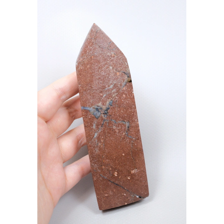 Mor Ametist Akik Kule Noktası, Siyah Çizgili ve Mor Druzy ile Cilalanmış Obelisk, 223g