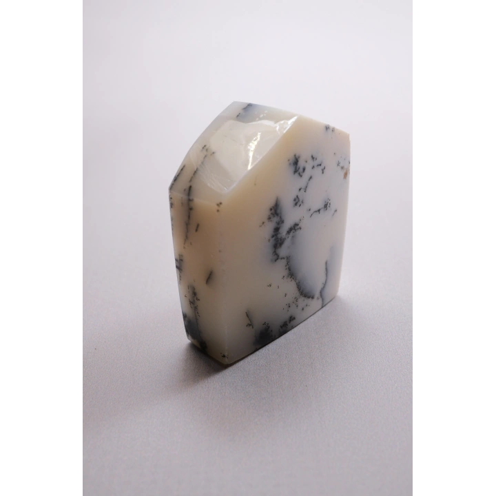 Piedra de Bolsillo Pulida en Forma Libre Merlinita en Blanco y Negro - Ópalo Dendrítico de Nieve Azul-Negro