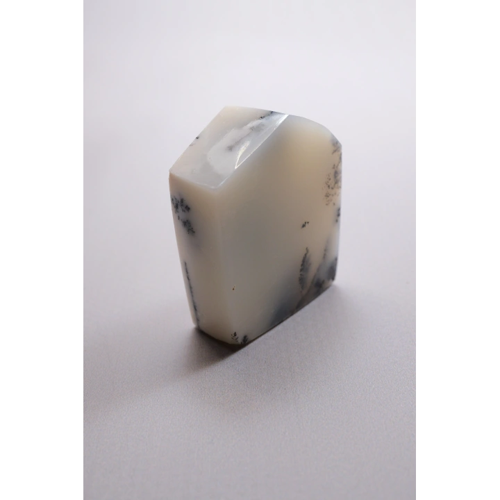 Piedra de Bolsillo Pulida en Forma Libre Merlinita en Blanco y Negro - Ópalo Dendrítico de Nieve Azul-Negro