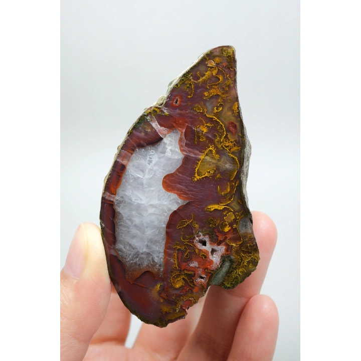Karadeniz Tüy Agatı Çifti - Canlı Yanmış Turuncu ve Hardal Sarısı Yosun Agatı ile Taşlı, 297g