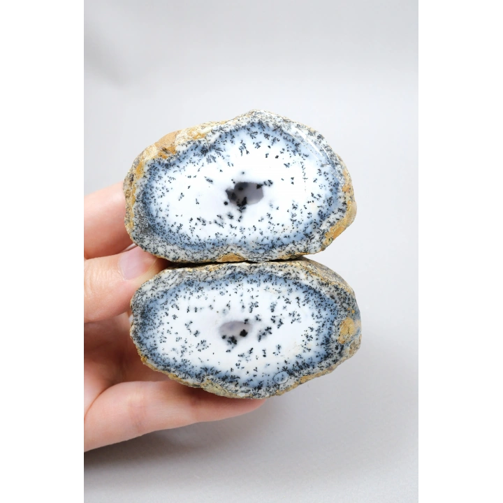 Mavi ve Kar Beyaz Merlinit - Dendritik Opal, 213g