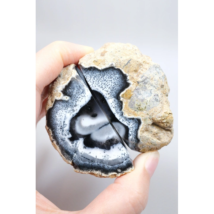 Mavi ve Beyaz Merlinit Jeot Çifti - Yarı Saydam Çekirdek 3D Dendritler Botryoidal Matris, 209g