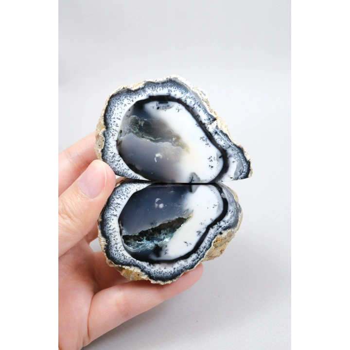 Mavi ve Beyaz Merlinit Jeot Çifti - Yarı Saydam Çekirdek 3D Dendritler Botryoidal Matris, 209g