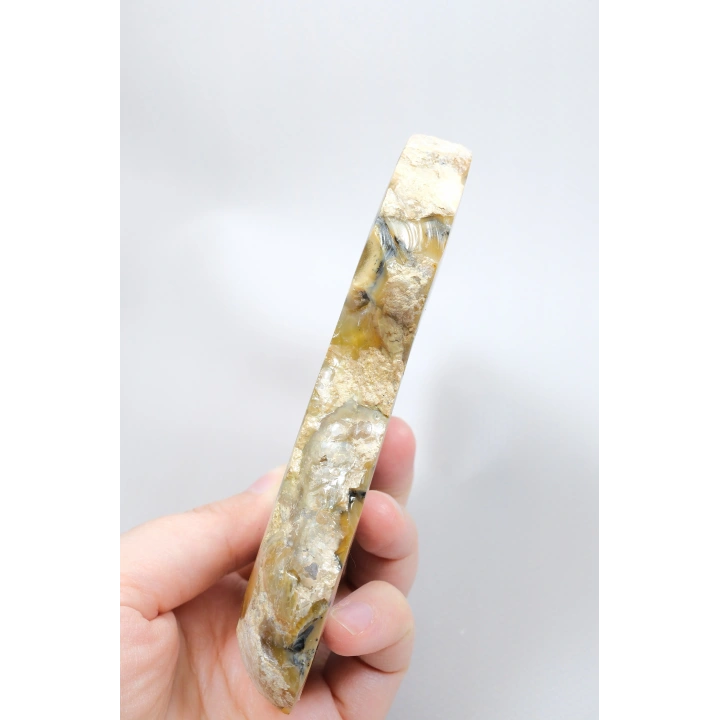 青と黄色の樹枝状オパールスライス（マーリナイト）- 両面専門的に磨かれた、330g