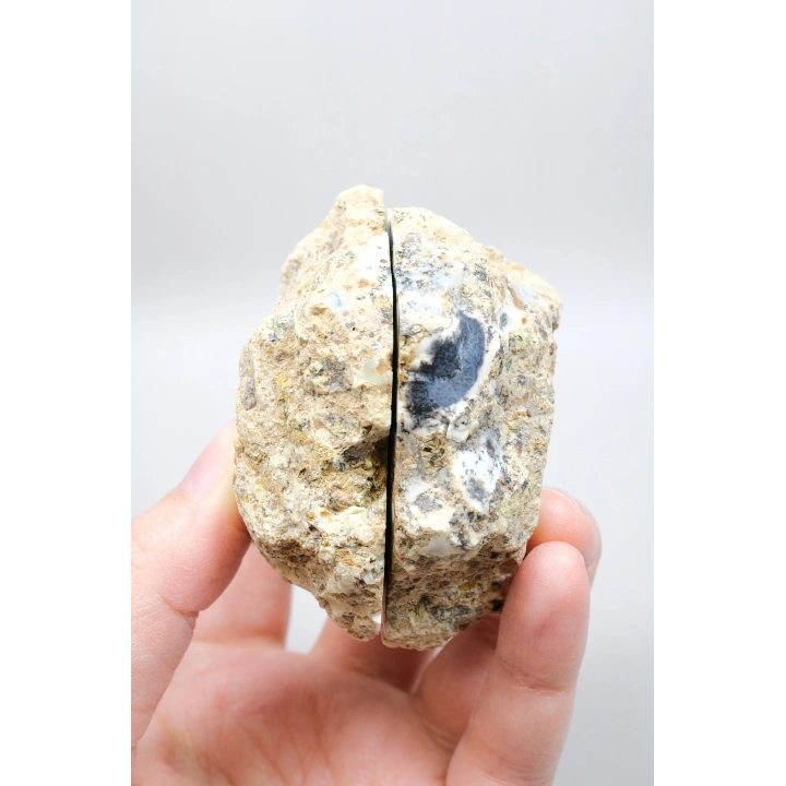 Mavi Dendritik Opal Çifti • Siyah ve Beyaz İç İçe Opal
