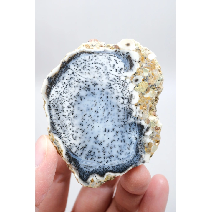 Mavi Dendritik Opal Çifti • Siyah ve Beyaz İç İçe Opal