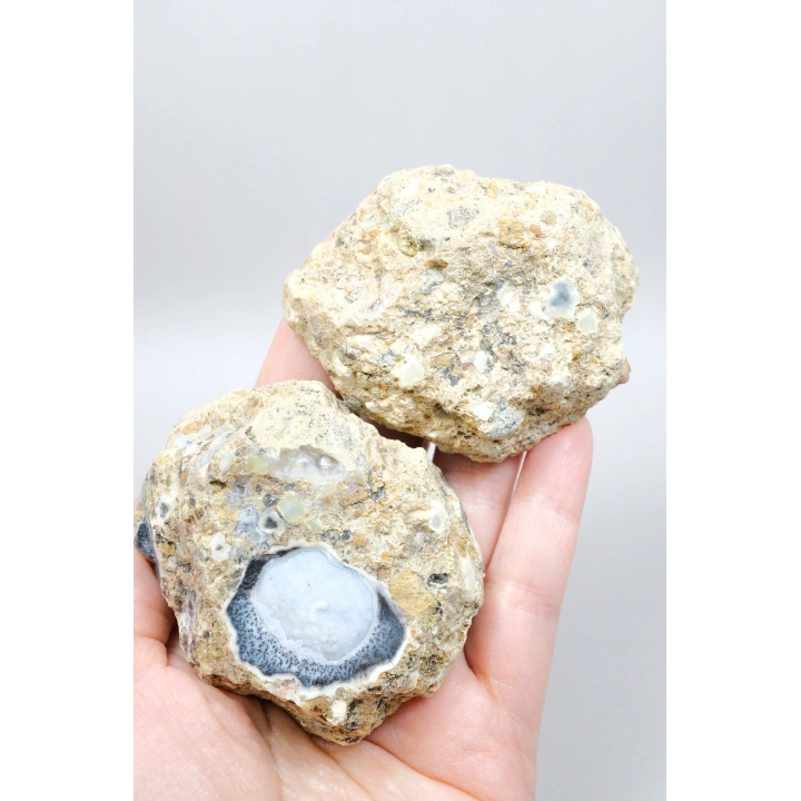 Mavi Dendritik Opal Çifti • Siyah ve Beyaz İç İçe Opal