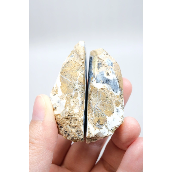 Mavi Dendrit Opal Çifti • Beyaz İçeriğe Sahip Opal