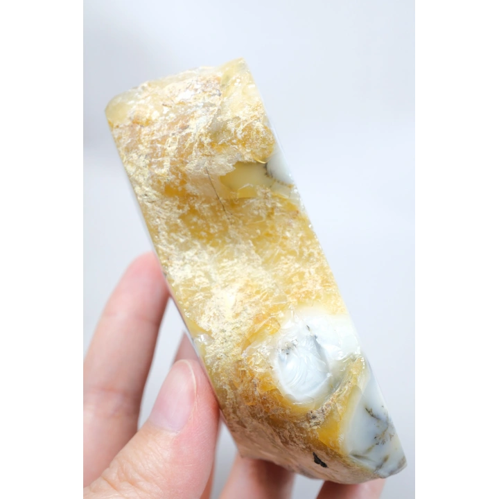 Blue Yellow Dendritic Opal Slice (Merlinite) – Polished Both Sides, Natural Eye Core, 327g