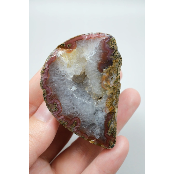 Brick Red Banded ve Mustard Sarı Nakışlı Siyah Deniz Agat Çifti ve Kuvars Jeot