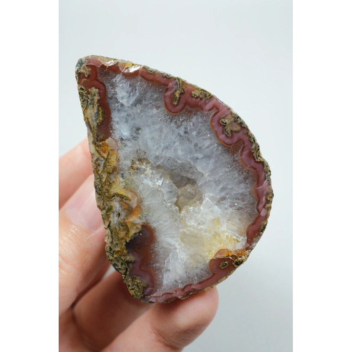 Brick Red Banded ve Mustard Sarı Nakışlı Siyah Deniz Agat Çifti ve Kuvars Jeot