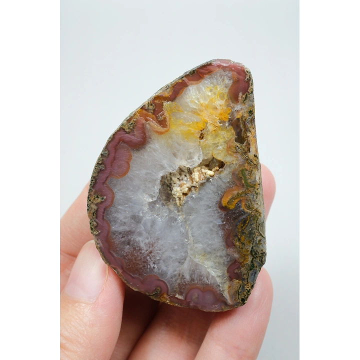 Brick Red Banded ve Mustard Sarı Nakışlı Siyah Deniz Agat Çifti ve Kuvars Jeot