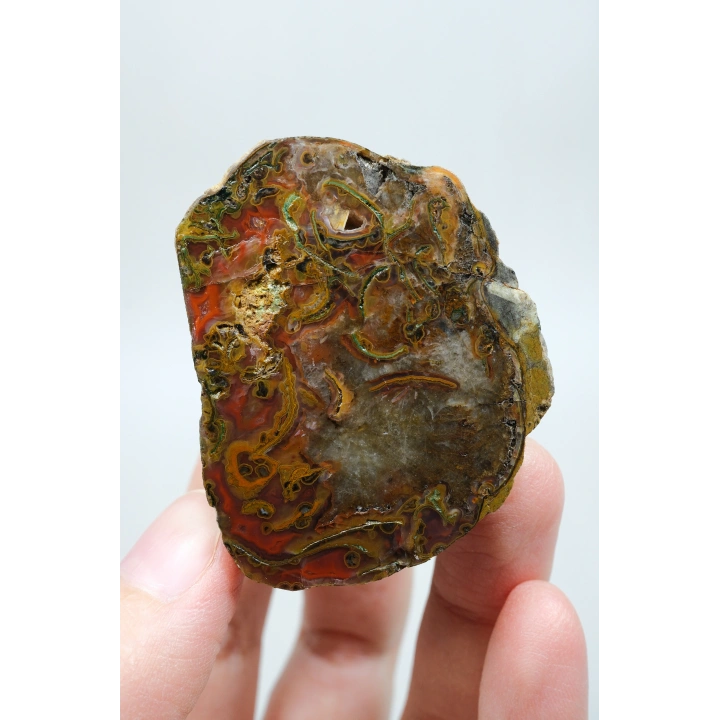 Carnelian Kırmızı ve Hardal Sarısı Bantlı Siyah Deniz Akik Çifti, 167g