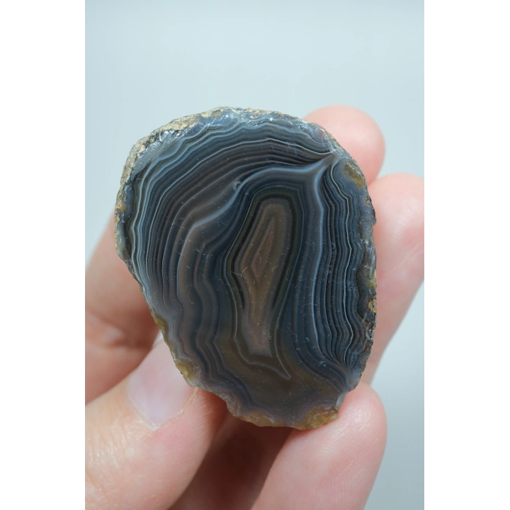 Holzkohlegrauer und Schiefert Blau Gebundener Schwarzer See-Achat-Paar