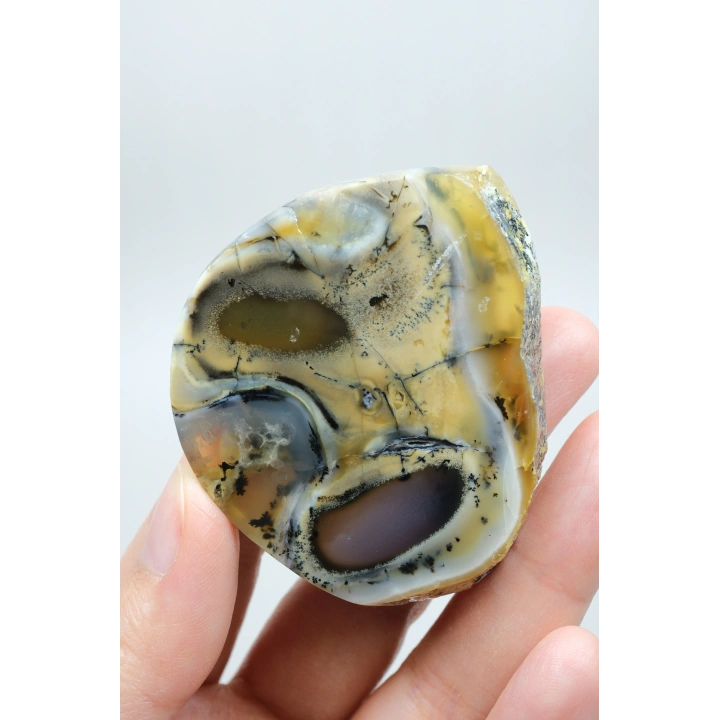 Renkli Mükemmel İşlenmiş Opal Dilimi - Merlinit, Sarı, Mavi