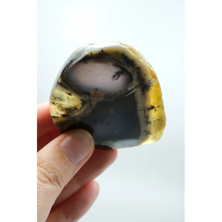 Renkli Mükemmel İşlenmiş Opal Dilimi - Merlinit, Sarı, Mavi