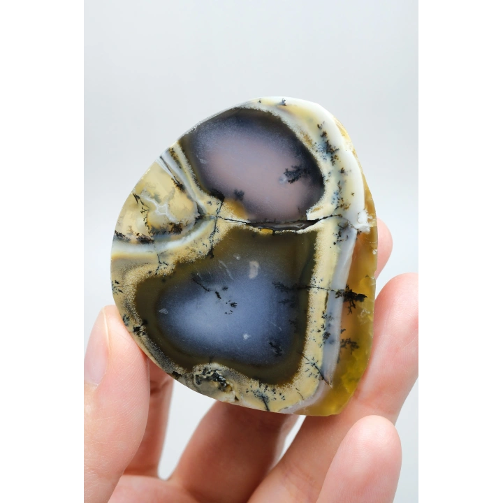 Renkli Mükemmel İşlenmiş Opal Dilimi - Merlinit, Sarı, Mavi