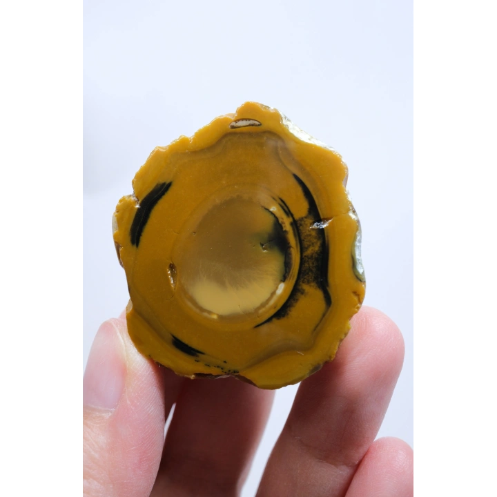 Koyu Sarı Dendritik Opal - Süt ve Bal Opal Cilalı Çift, 68g