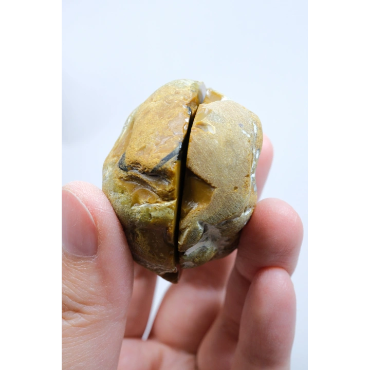 Koyu Sarı Dendritik Opal - Süt ve Bal Opal Cilalı Çift, 68g