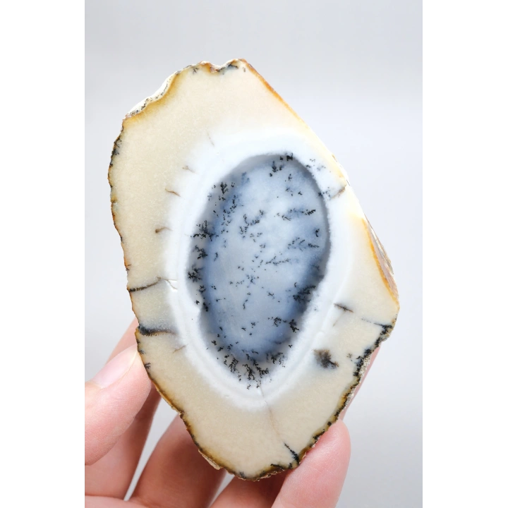 Dendritik Opal Çifti - Mavi ve Krem Merlinite Cilalanmış Taşlar, 368g