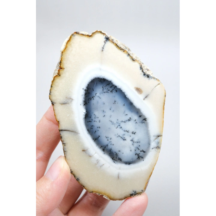 Dendritik Opal Çifti - Mavi ve Krem Merlinite Cilalanmış Taşlar, 368g