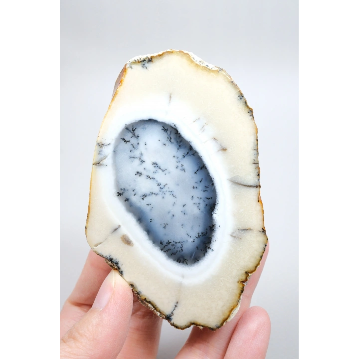 Dendritik Opal Çifti - Mavi ve Krem Merlinite Cilalanmış Taşlar, 368g