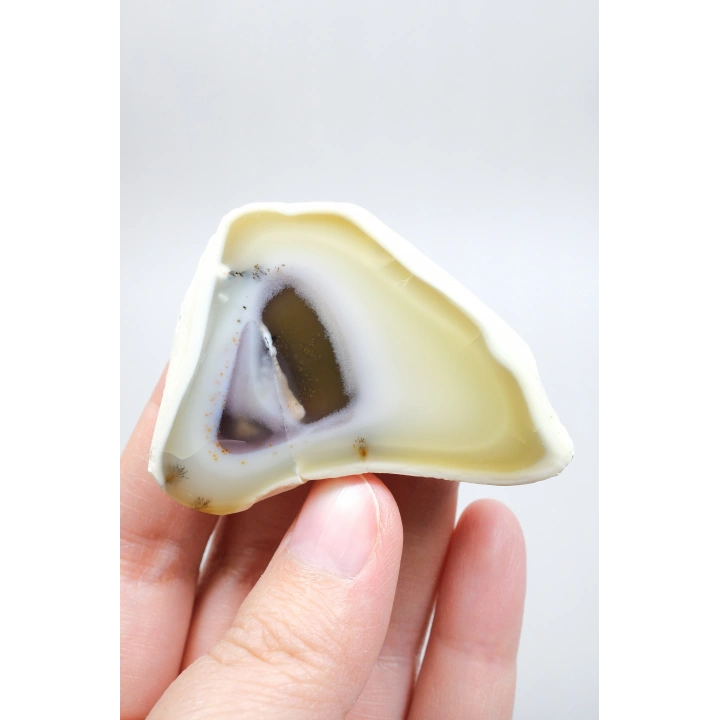 Dendritik Opal Dilimi Amber Merlinite ile Halkalı İçerikler, 152g
