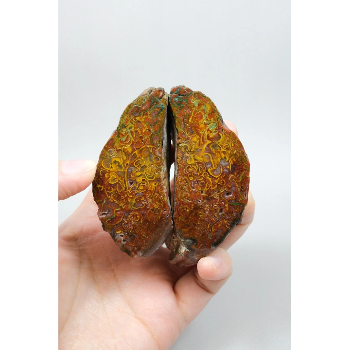 Dense Terracotta Red and Mustard Yellow Plume Agate, 180g