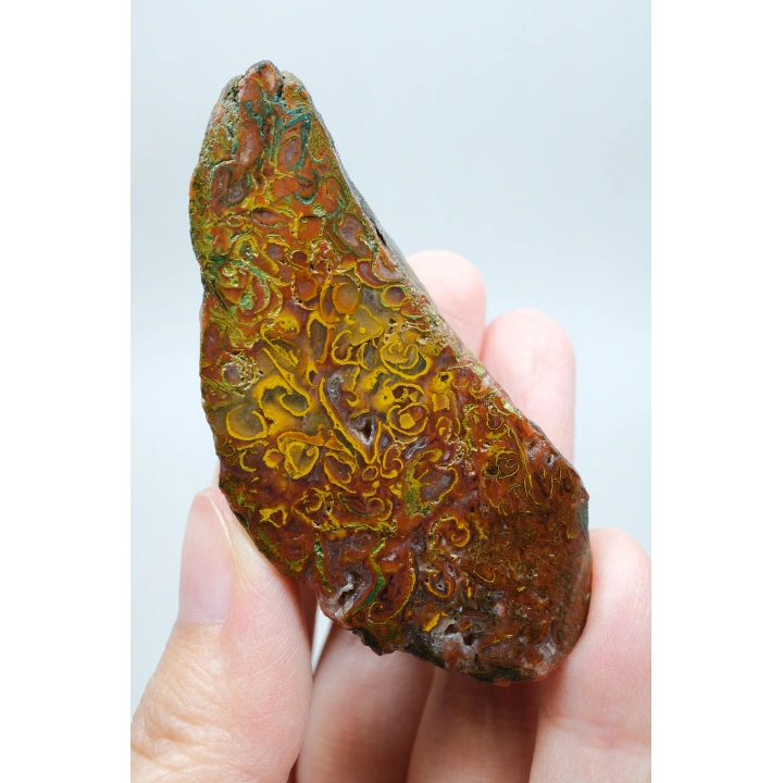 Dense Terracotta Red and Mustard Yellow Plume Agate, 180g