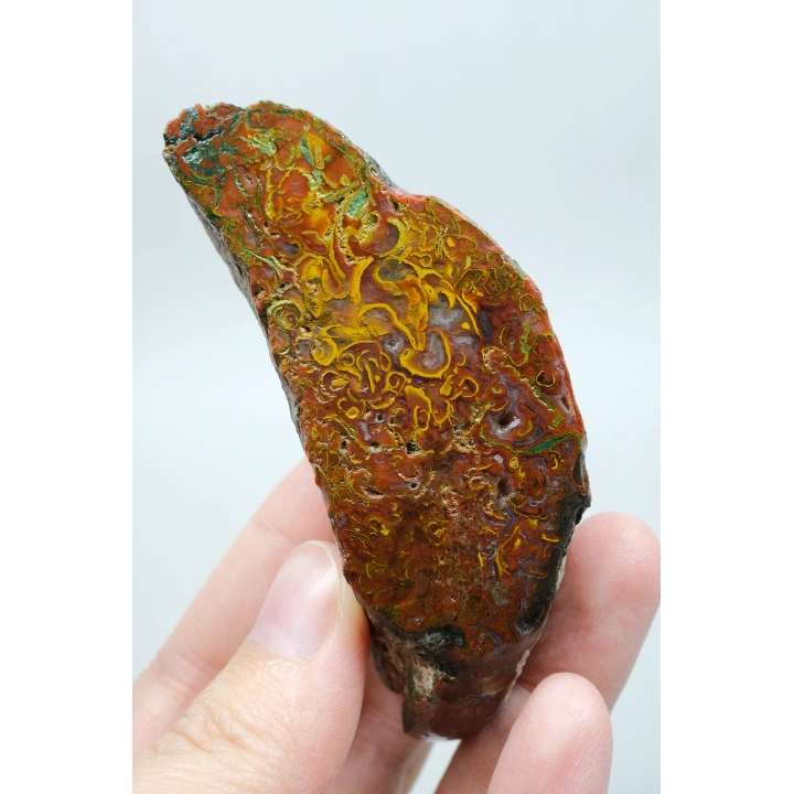 Dense Terracotta Red and Mustard Yellow Plume Agate, 180g