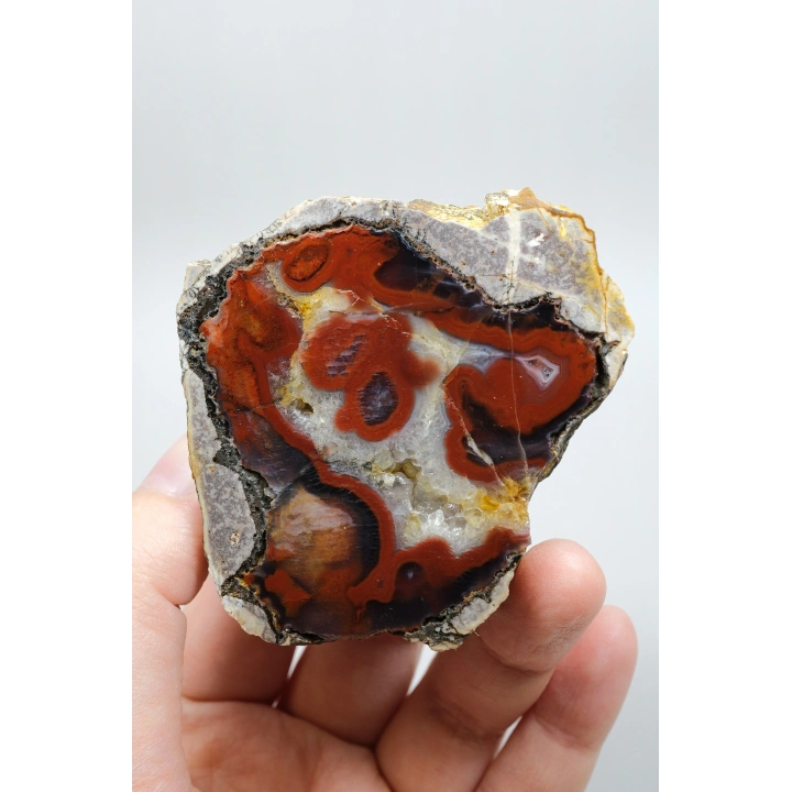 Fiery Crimson Red Banded Black Sea Agate, 300g
