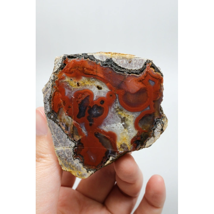 Fiery Crimson Red Banded Black Sea Agate, 300g