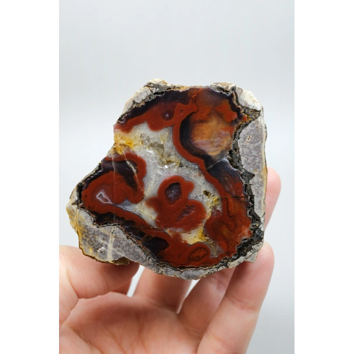 Fiery Crimson Red Banded Black Sea Agate, 300g