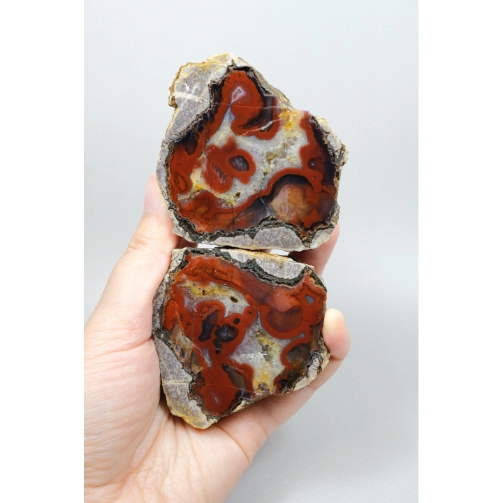 Fiery Crimson Red Banded Black Sea Agate, 300g