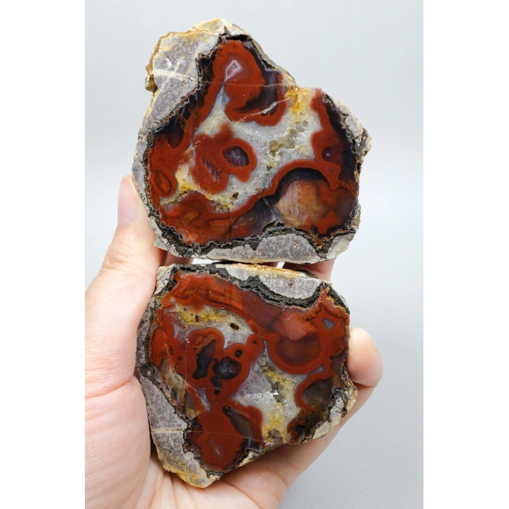 Fiery Crimson Red Banded Black Sea Agate, 300g