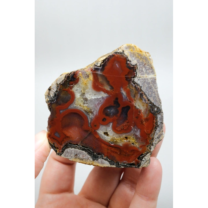 Fiery Crimson Red Banded Black Sea Agate, 300g