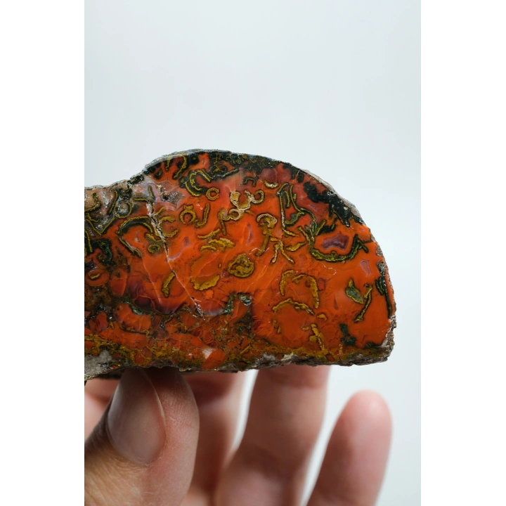 Alev Kırmızısı, Hardal Sarısı, Zeytin Yeşili Nakışlı Karadeniz Deniz Yosunu Ağat Çifti, 333g