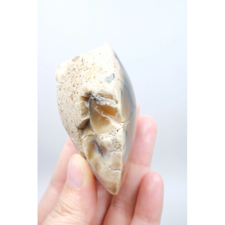 Bal Rengi Dendritik Opal Cilalı | Koyu Kahverengi Dendritik Opal ile Siyah İçerikler