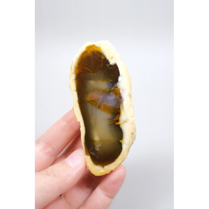 Bal Dendritik Opal Dilimi - Kehribar Sarısı Anadolu Opal Numune, 92g