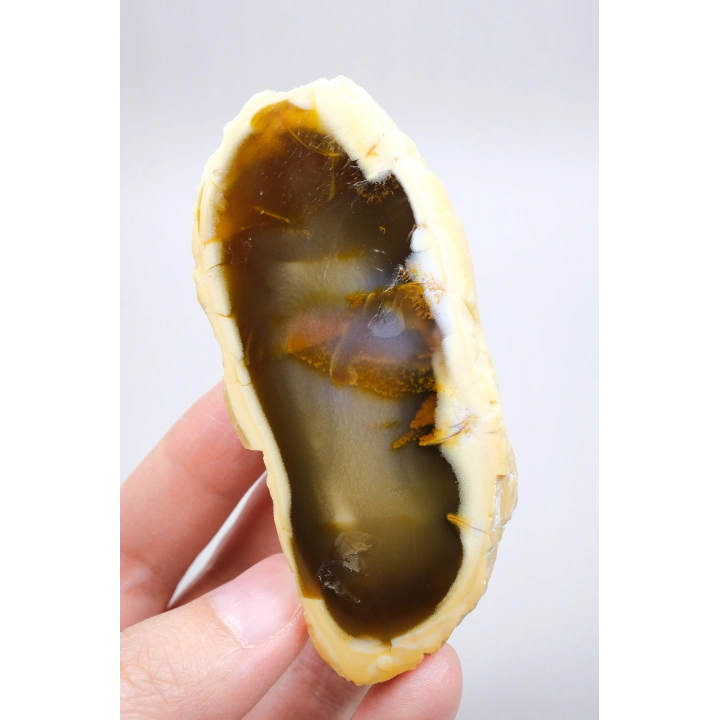 Bal Dendritik Opal Dilimi - Kehribar Sarısı Anadolu Opal Numune, 92g