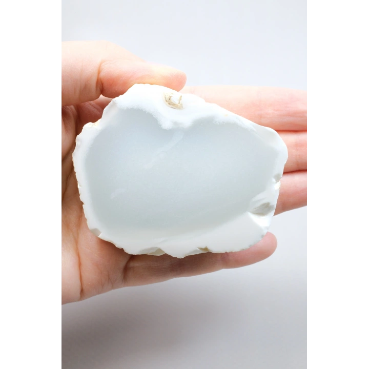 Ice Blue Opal Slice – Translucent Sky Blue Core with Milky White Porcelain Frame, 140g
