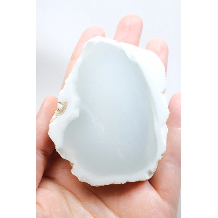 Ice Blue Opal Slice – Translucent Sky Blue Core with Milky White Porcelain Frame, 140g