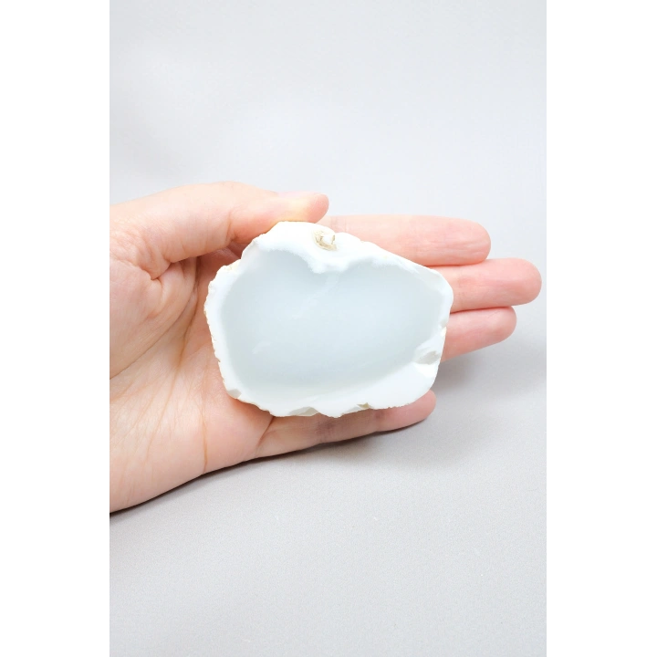 Ice Blue Opal Slice – Translucent Sky Blue Core with Milky White Porcelain Frame, 140g